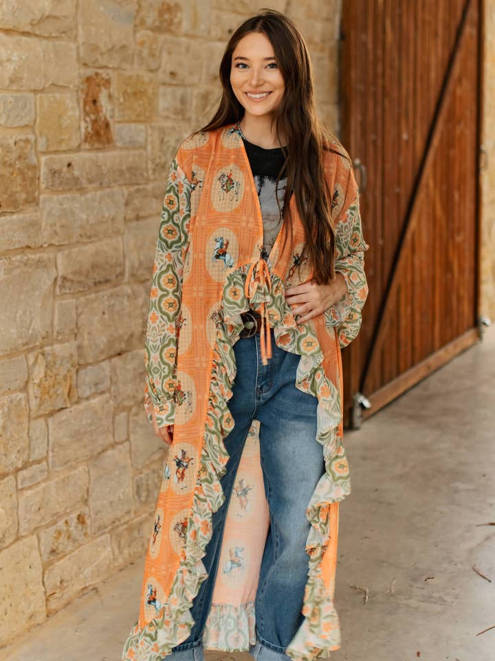 TH6170 PEACH MIXED KIMONO (6 Piece) for wholesale by Turquoise Haven