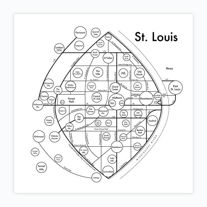 St. Louis map print for wholesale by Archie's Press