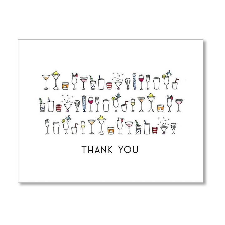 "COCKTAILS" THANK YOU CARD for wholesale by LO in LONDON®