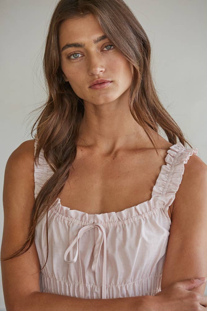 By Together - Wholesale Jurk - Dames - L7988 | Geweven Katoen Nylon Sweetheart Hals Mouwloze Jurk4