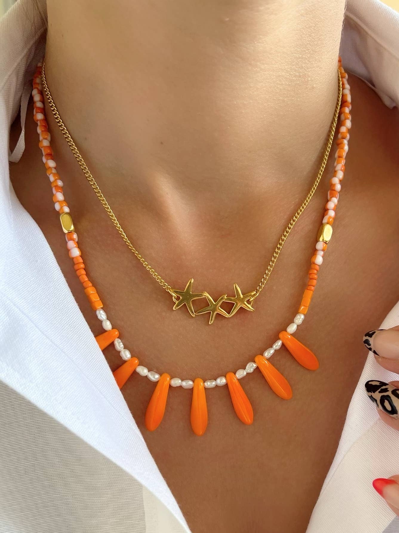 Christina Christi - Venta al por mayor Collares de cuentas/perlas - Collar de perlas con cuentas de verano, collar de playa, capas3