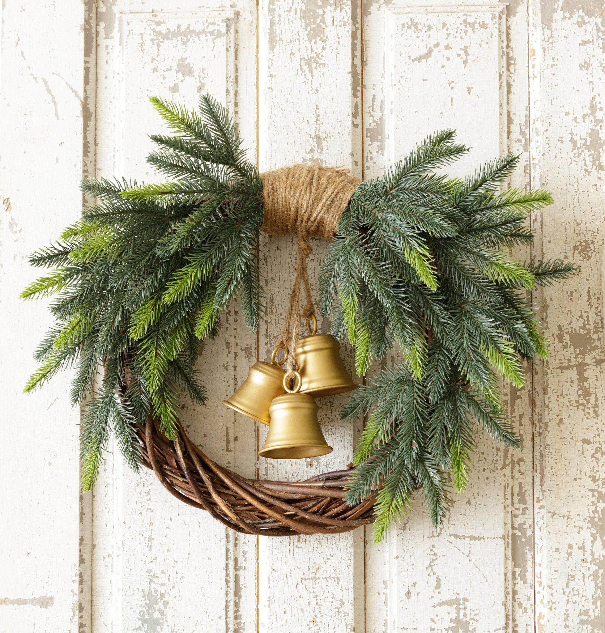 Audrey's Home & Gift - Wholesale Wreath - Wreath - Evergreen with Brass Bells (PC)