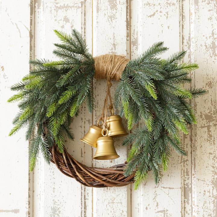 Audrey's Home & Gift - Wholesale Wreath - Wreath - Evergreen with Brass Bells (PC)0
