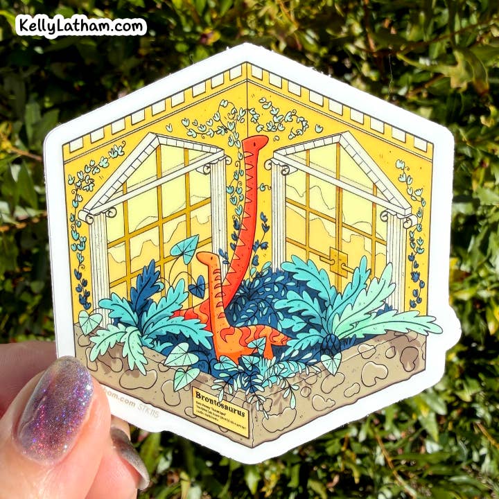 Brontosaurus Live-Ausstellung Dinosaurier-Aufkleber Museums-Geschenk für den Großhandel von Kelly Latham Art