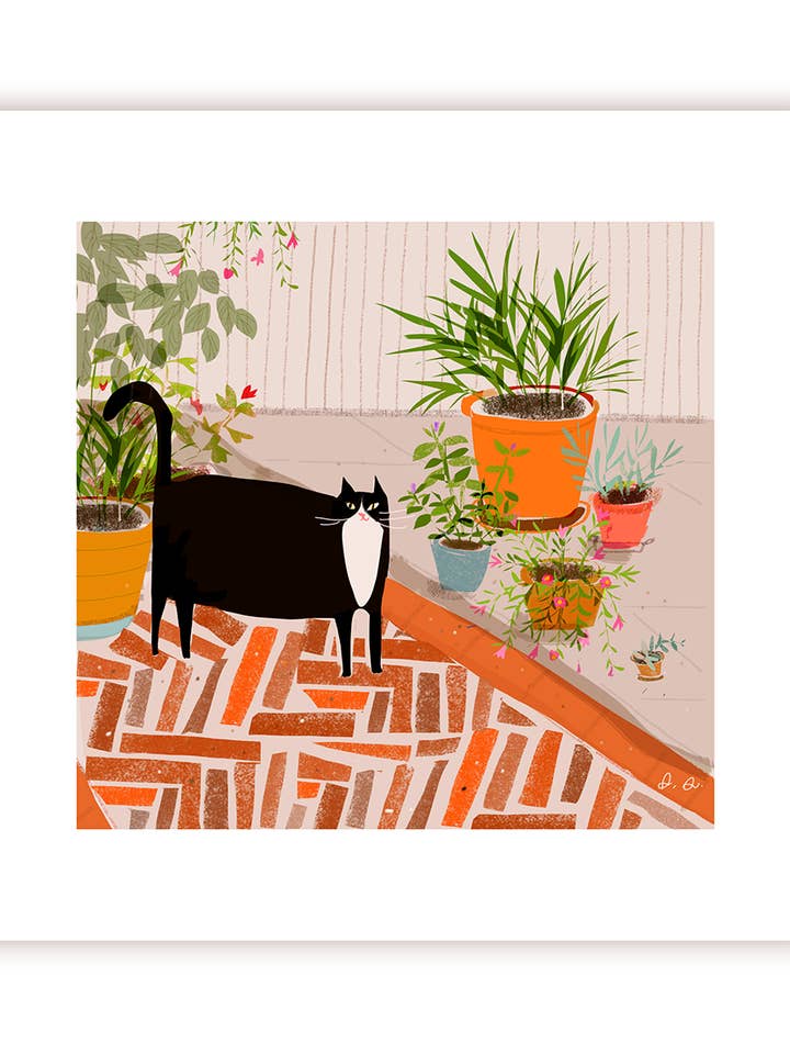 Patio Cat Print per la vendita all'ingrosso da parte di The Dancing Cat