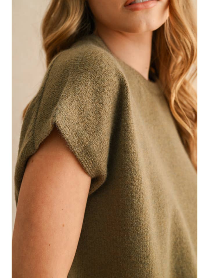 MIOU MUSE - Wholesale Knit Top - Women's - T4083 LOOSE FIT SHORT SLEEVE SWEATER TOP19