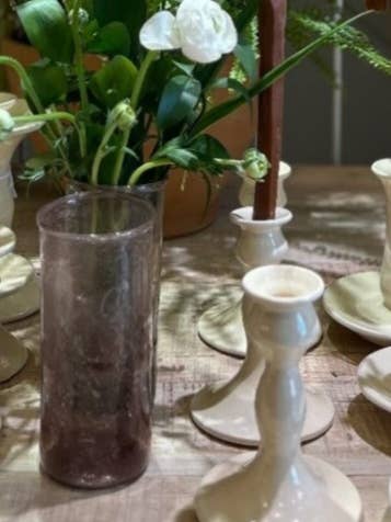 Handgjord set med terrakottaljusstake för wholesale av Cerámica Roca Caus