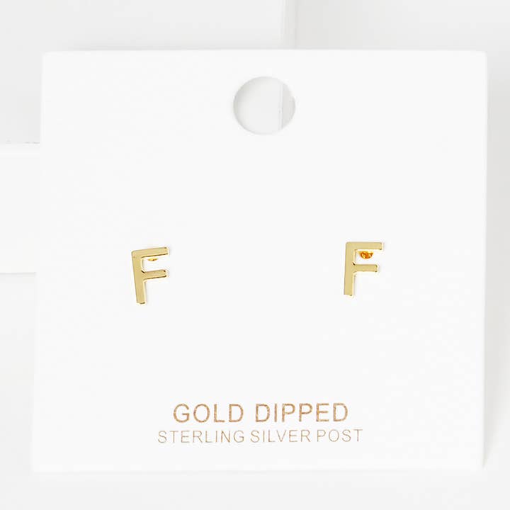 Sensibling Corp. - Wholesale Stud/Post Earrings - Gold Dipped Metal Initial Monogram Stud Earrings85