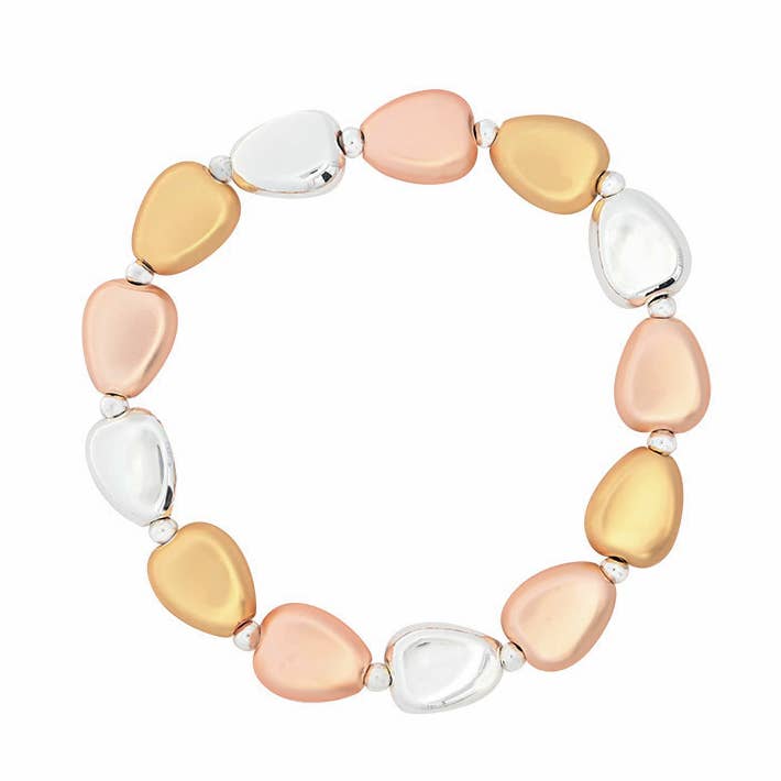 SATINED AND POLISHED TRICOLOR ELASTIC BRACELET - SW2548B37 for wholesale by AMORINO SRL