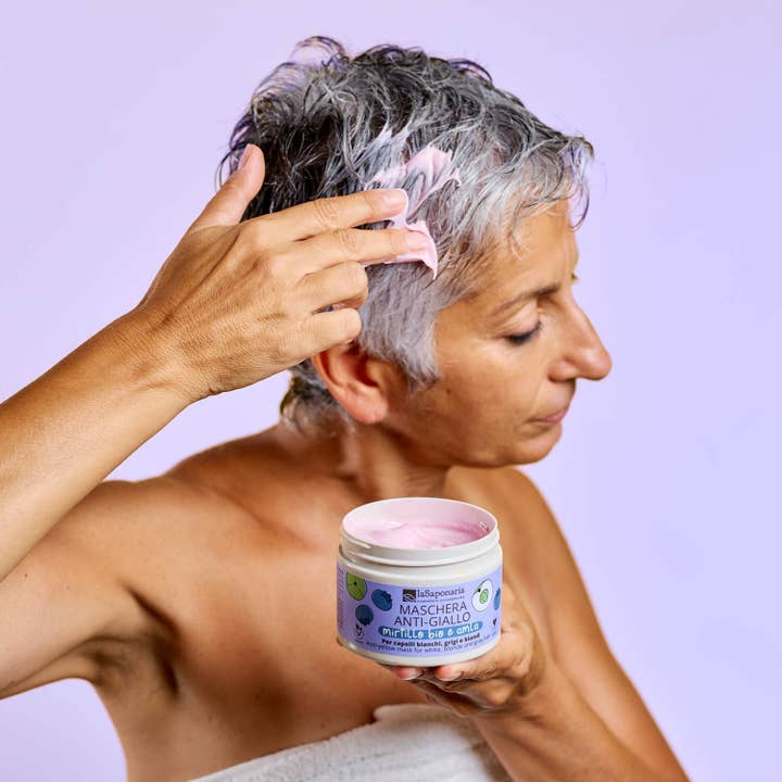 La Saponaria – wholesale Hårmask - Herr – Anti-gul mask - Ekologisk blåbär och Amla (200 ml)