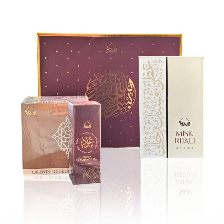 Oud & Musk Ramadan Gift Set | Attar, Diffuser Oil + Burner for wholesale by Dukhni