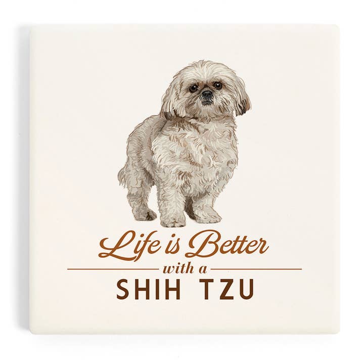 Lantern Press - Wholesale Coasters - CERAMIC COASTER Shih Tzu, Life is Better