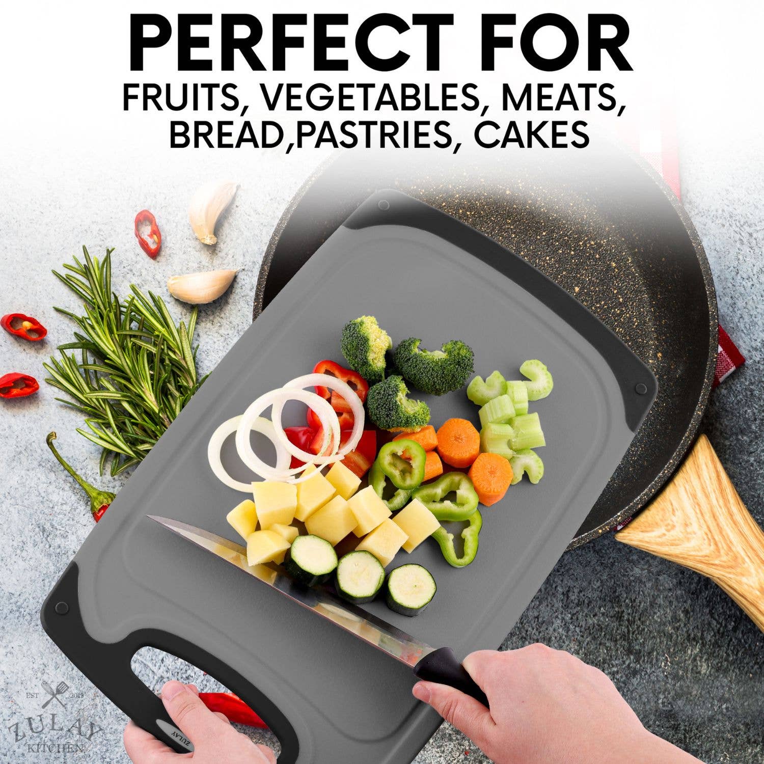 Zulay Kitchen - Vendita all'ingrosso Taglieri - Set di 3 Taglieri in Plastica – Scanalatura Antiscivolo per Succhi2