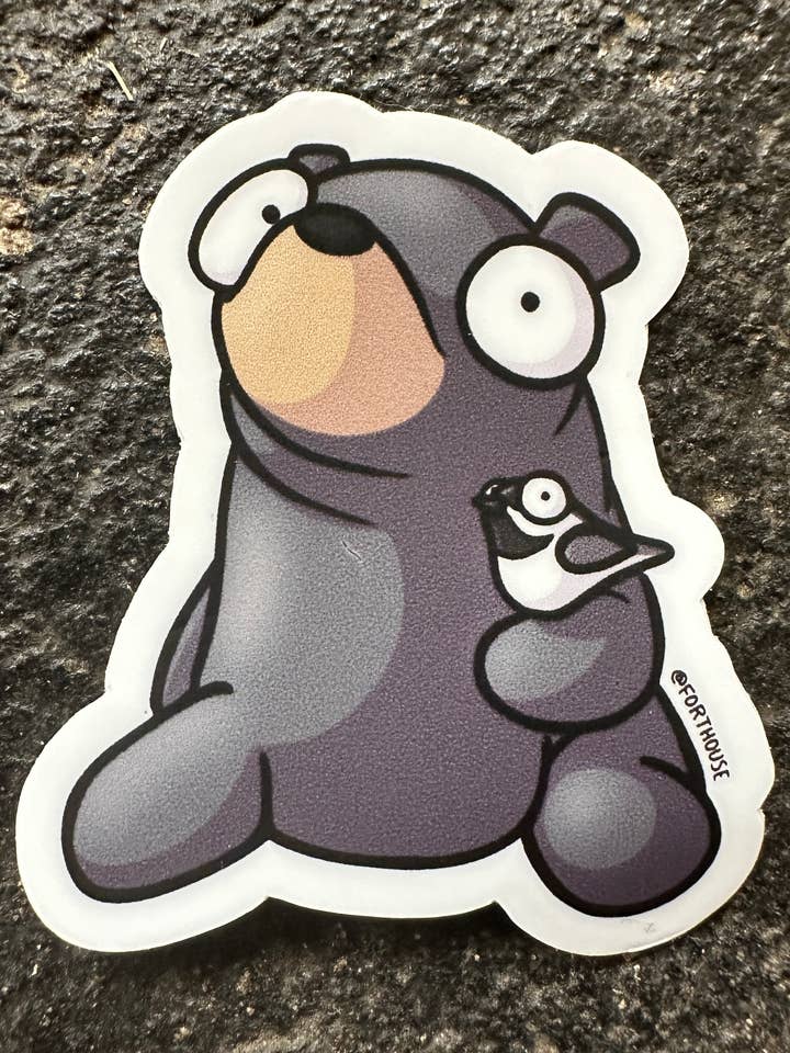 Aufkleber mit Schwarzbär und Meise für den Großhandel von FortHouse Studios