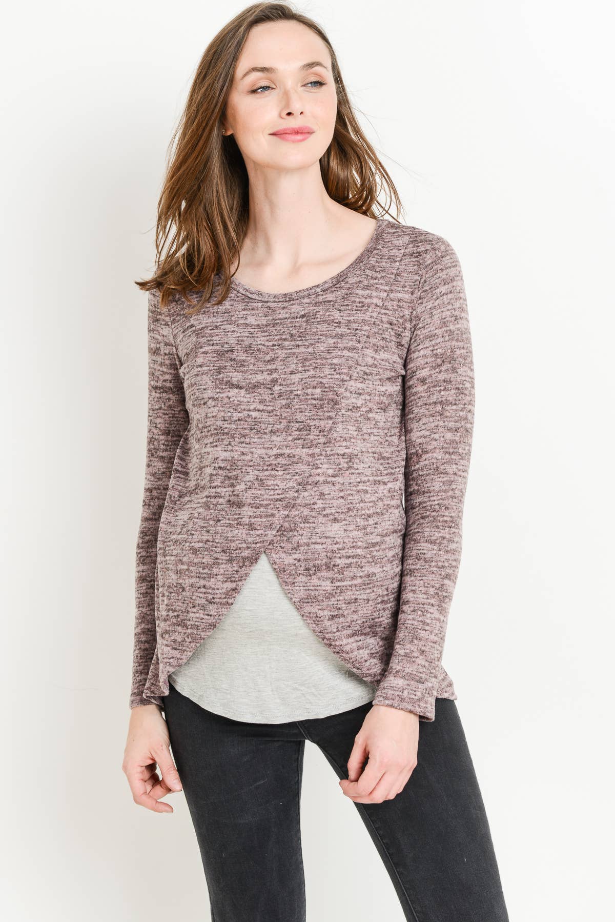 Hello Miz - Venta al por mayor Camiseta de lactancia - Top de maternidad y lactancia de manga larga bajo tulipán6