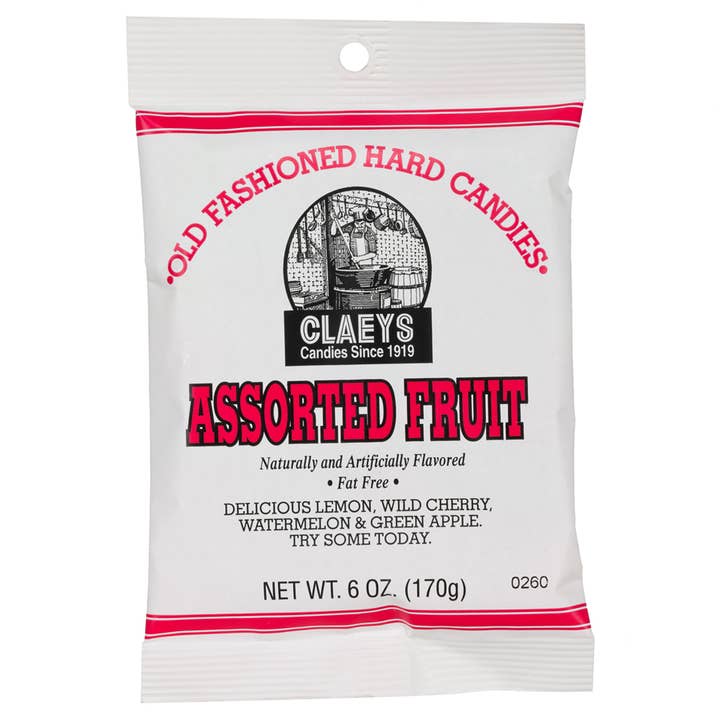 Claeys Old Fashioned Hard Candies Assorted Fruit, 6oz 24ct for wholesale by Grandpa Joe's Candy Shop
