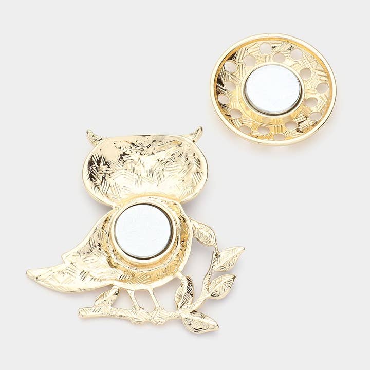 Sensibling Corp. – wholesale Brosch – Färgad metalluggla magnetisk brosch3