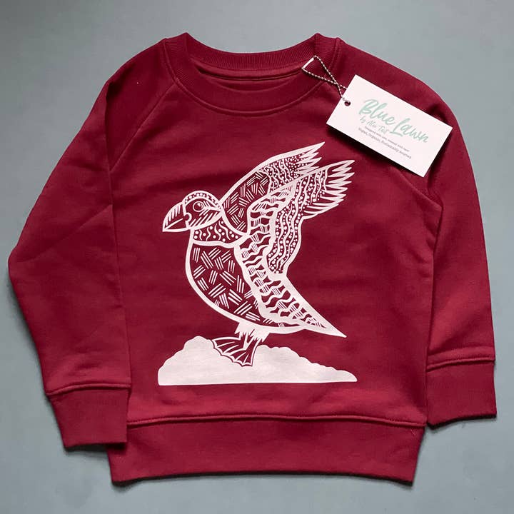 Puffin Kids Sweater Burgundy for wholesale by Bluelawn