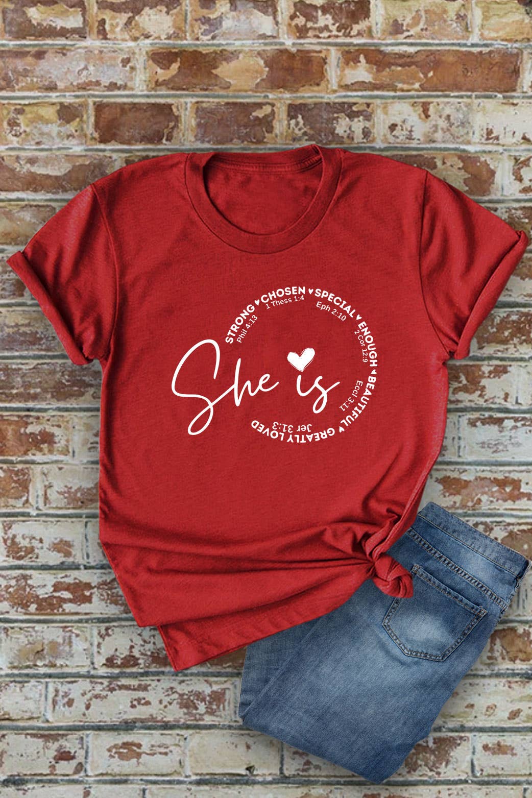 Top Avenue - Wholesale Screen Printed T-Shirt - Women's - She Is Strong Chosen Special, Unisex Round Neck T-Shirt14