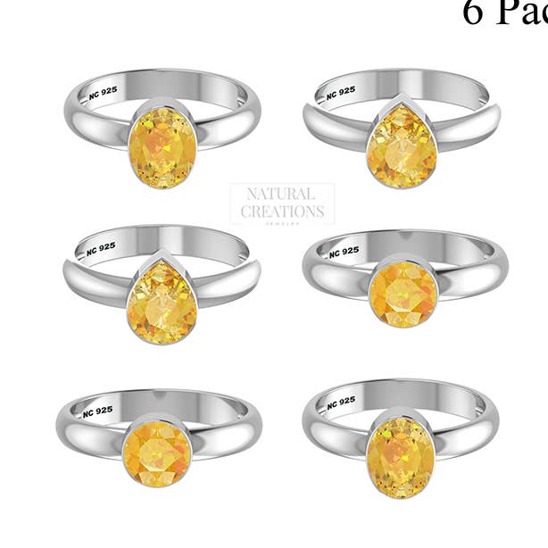 925 Natural Citrine Gemstone Rings For Women for wholesale by Nature Crafts