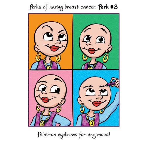 Cancer incoraggiamento «Sopracciglia» Cancer Girl biglietto di auguri per la vendita all'ingrosso da parte di Wordy Bird Cards