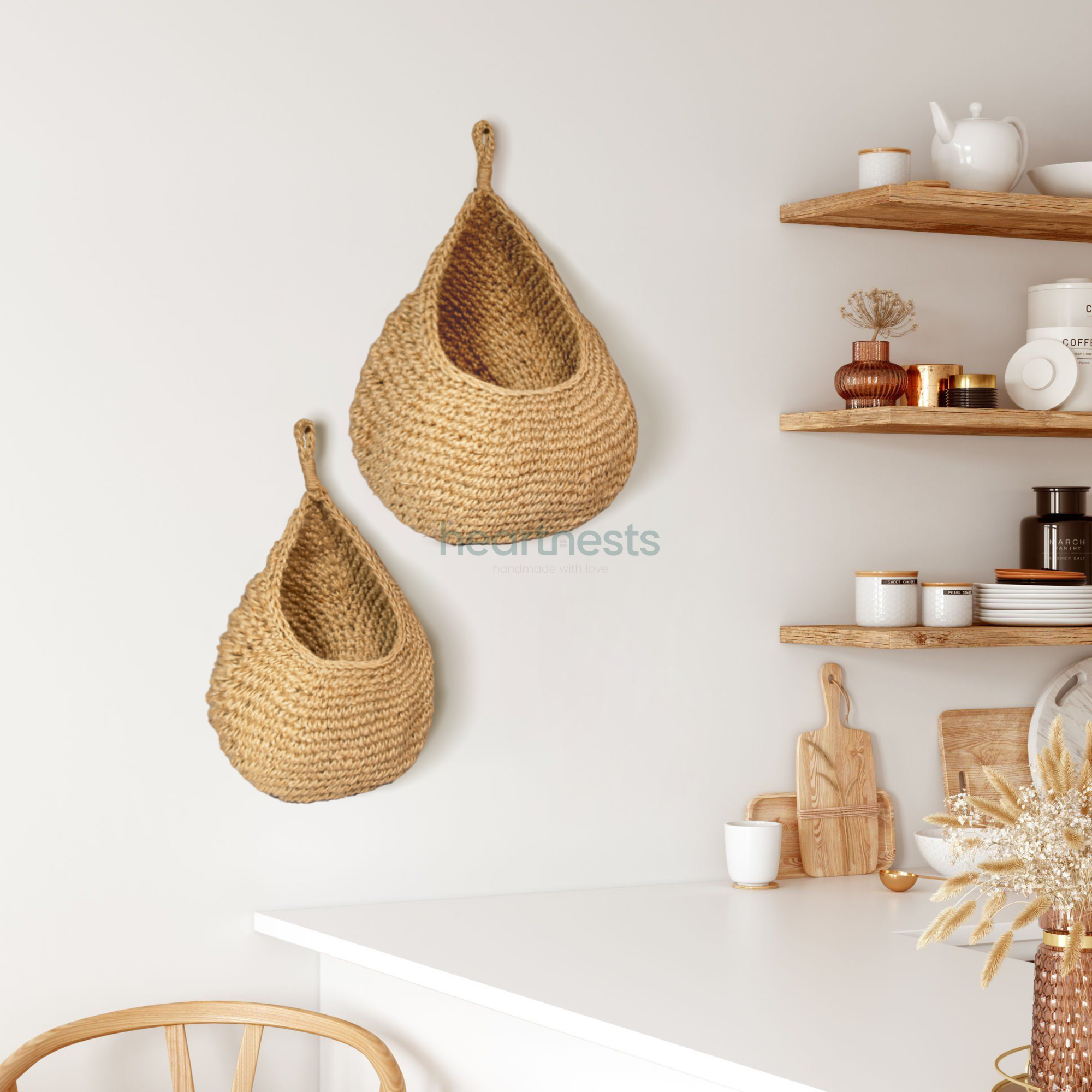heartnests – Cesta por atacado – Conjunto com 2 Cestos Suspensos de Grama Marinha Onia1