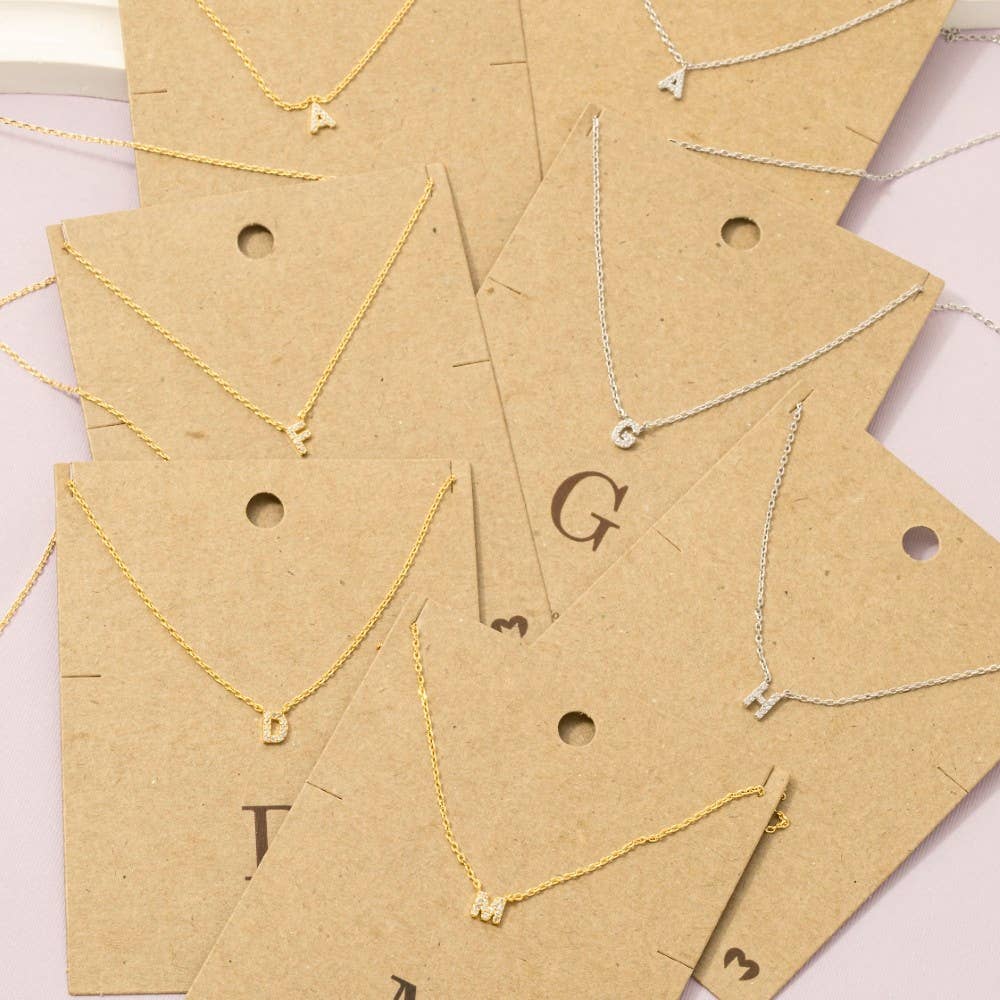 Fame Accessories - Vendita all'ingrosso Collana con ciondolo/pendaglio - Mini collana iniziale con strass3