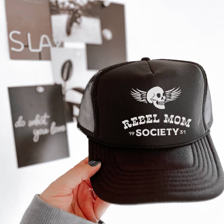 WE THE BABES - Wholesale Trucker Hat - Women's - Rebel Mom Society Trendy Grunge Trucker Hat - Black0