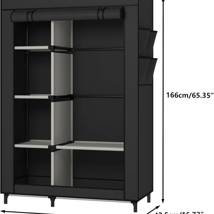 Portable Closet Organizer Black With 6 Shelves And Rod for wholesale on Faire7