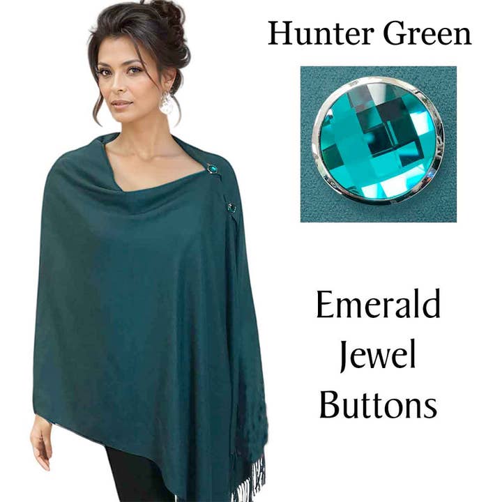 The Magic Scarf Company - Wholesale Poncho – Women's - 534 - Cashmere Feel Button Poncho/Shawls/Jeweled5