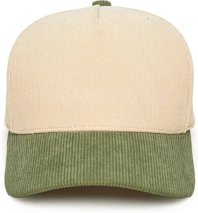 Funky Junque - Wholesale Baseball Cap - Unisex - Two Tone Vintage Corduroy Hat - Sage/Beige0