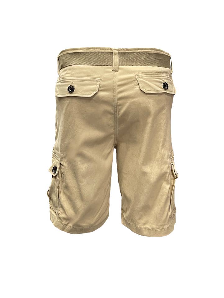 WEIV - Wholesale Shorts - Men's - CS002 Mens Casual Cotton Belted Cargo Shorts