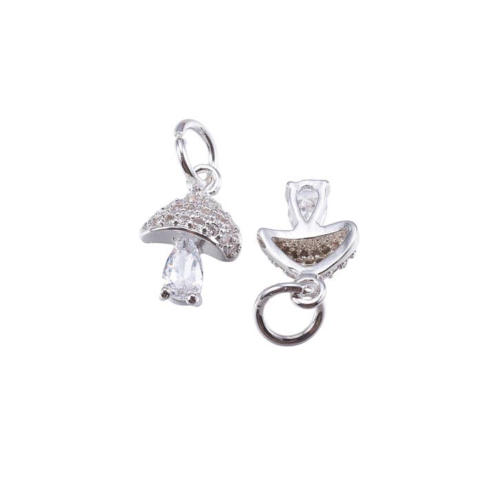 The Charm Bar Company - Venta al por mayor Abalorios/colgantes individuales - * Colgante plateado con forma de hongo de cristal en forma de lágrima