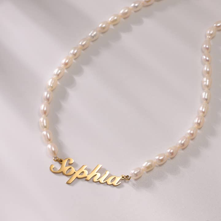Bornagain Club - Wholesale Pendant/Charm Necklace - Personalized Pearl Name Necklace Custom Name N211018081