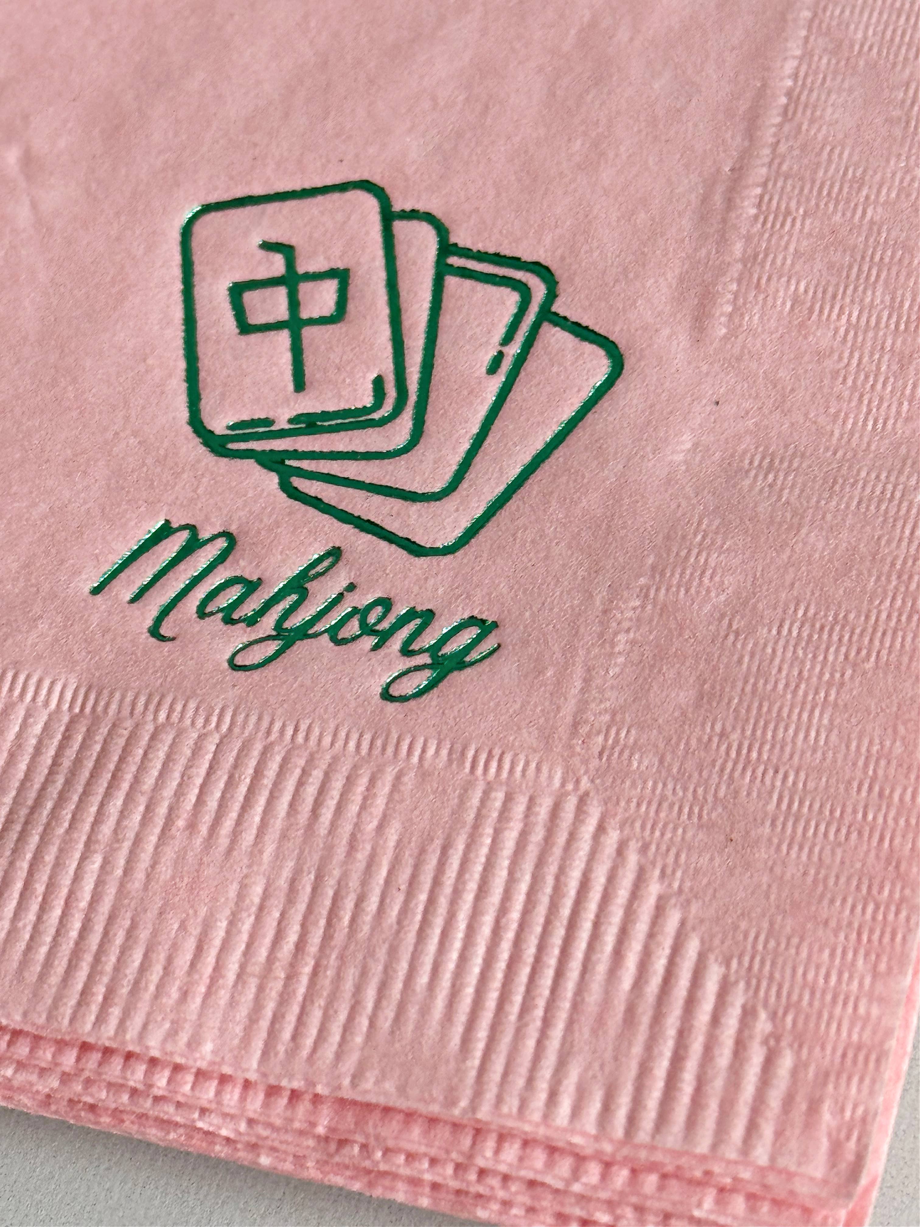 EnFete, LLC - Wholesale Disposable Napkin - Blush Pink Mahjong Tile Cocktail Napkins | Set of 16 2