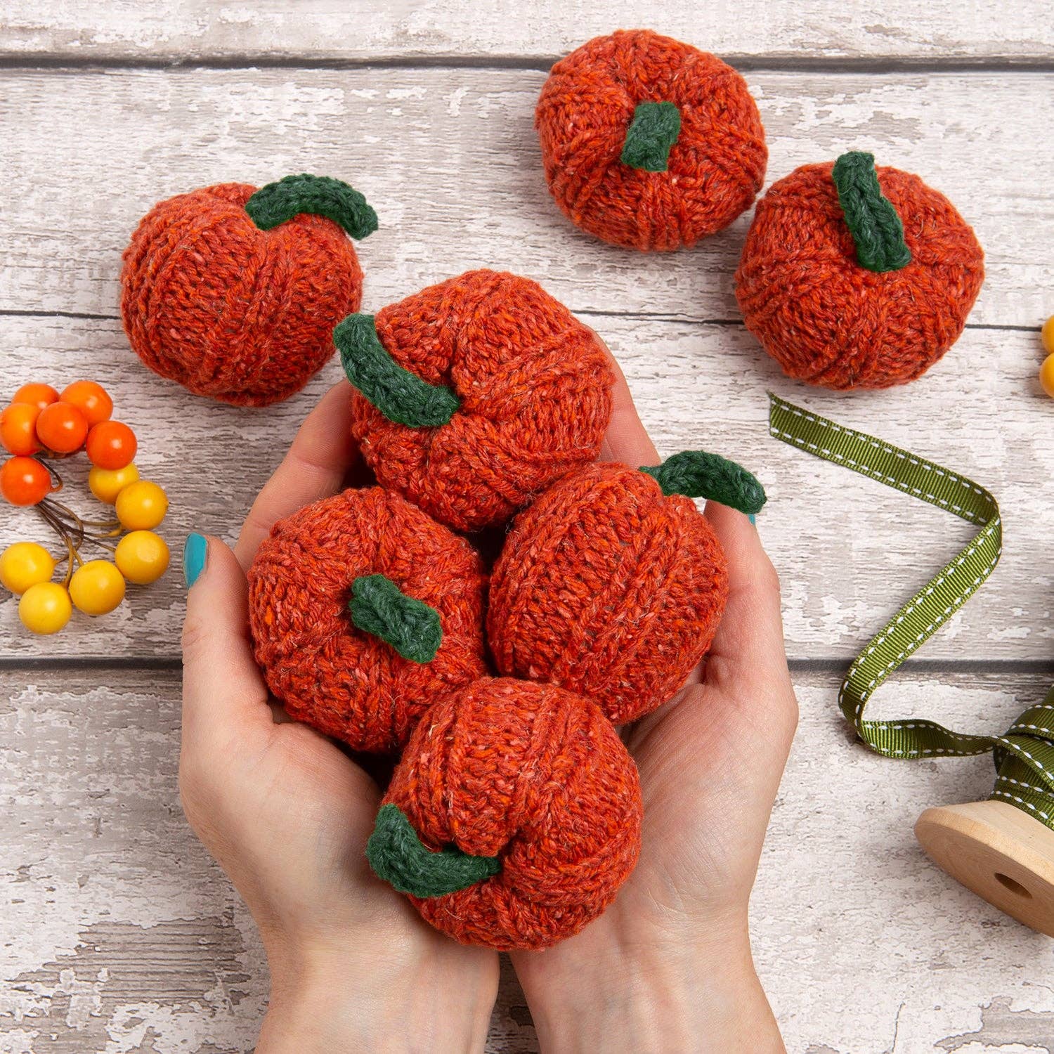 Wool Couture Company - Wholesale Knitting/Crochet Supplies - Mini Knitted Pumpkin Kit Halloween0