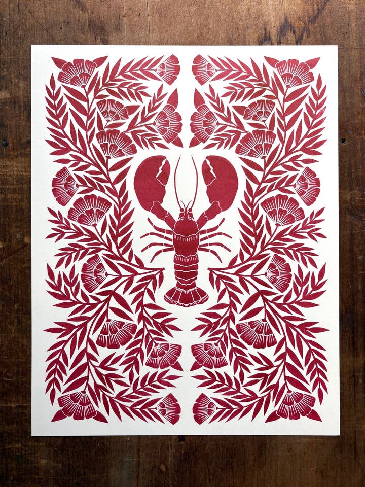 Stampa Risograph di Aragosta per la vendita all'ingrosso da parte di Katharine Watson