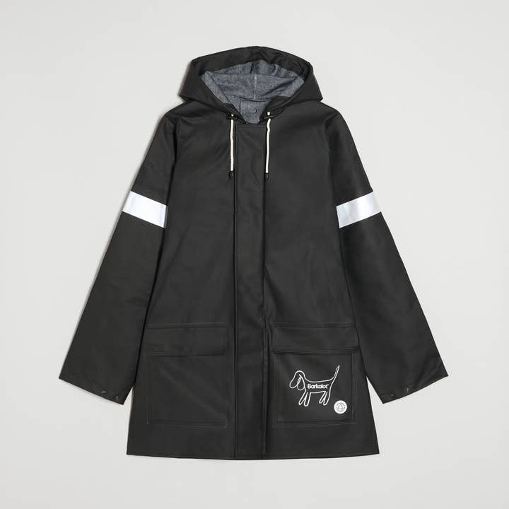 Black Upcycled Human Raincoat for wholesale by Barkalot