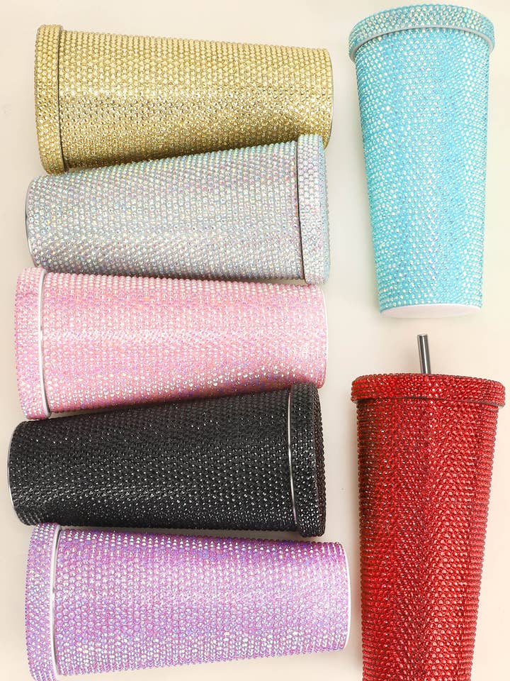Rhinestone Encrusted Stainless Steel Tumbler  for wholesale by SP Sophia Collection
