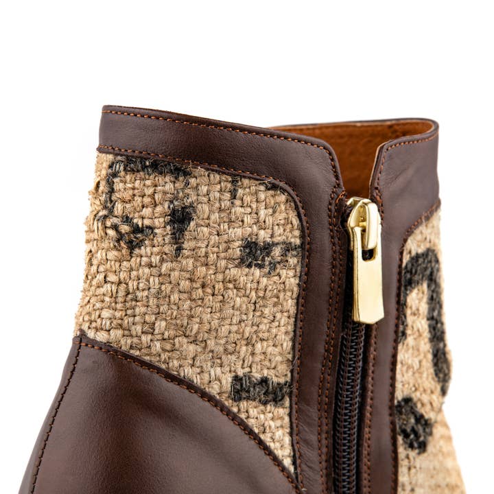 BROWN Coffee Burlap Ankle Boots for wholesale on Faire1