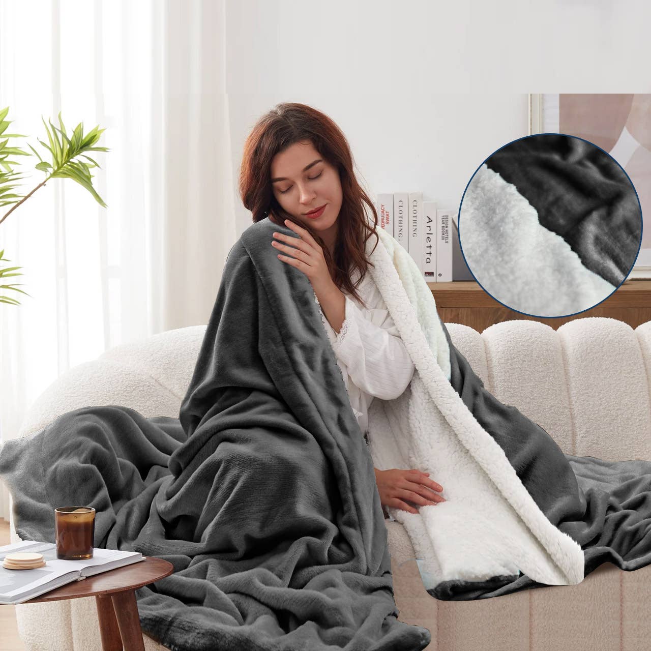 Cottonpassion_US – Engroshandel Sengetæppe – Vendbar Sherpa Fleece tæppe Warm Throw Twin Full/Queen19