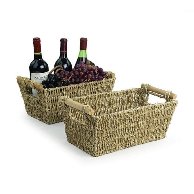 Rope Rectangle with wood handle for wholesale by Buhi Imports