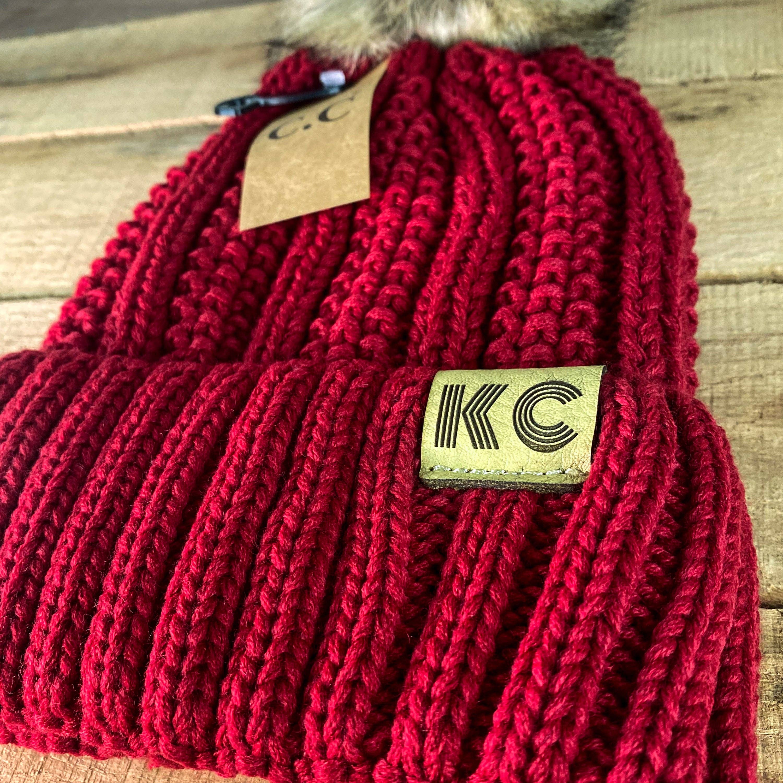 Kc Laser Co - Wholesale Beanie - Women's - KC Leather Tag CC Red Beanie1