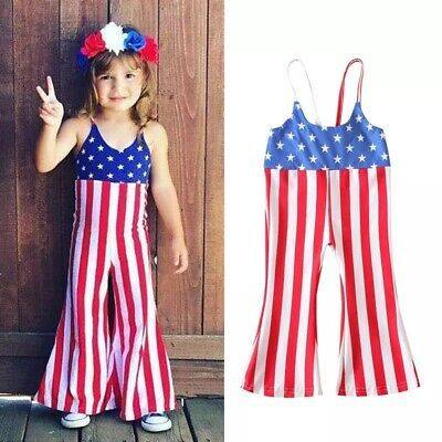 Aier Wholesale - Wholesale Jumpsuit - Kids - Baby Girls Star July 4th Strap Bell Bottom Jumpsuits3