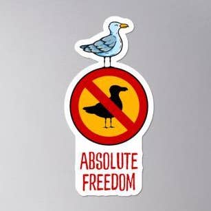 Sartre - Absolute Freedom Seagull - Sticker for wholesale by The Philosopher's Shirt