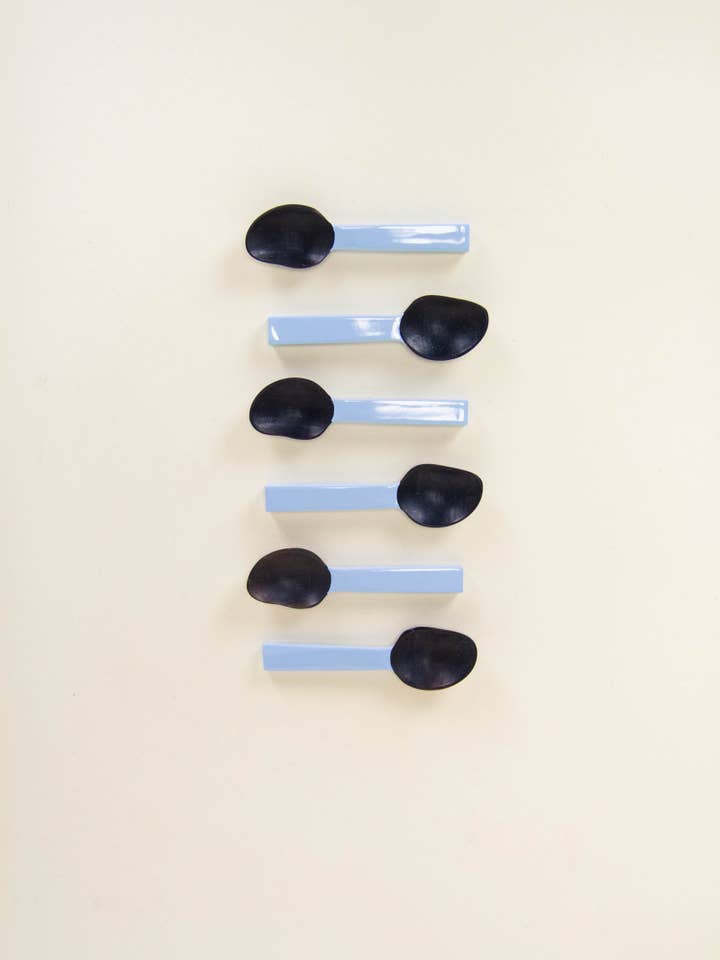 Bourgeon salt spoons (set of 6), blue for wholesale by rivêt - L'Indochineur