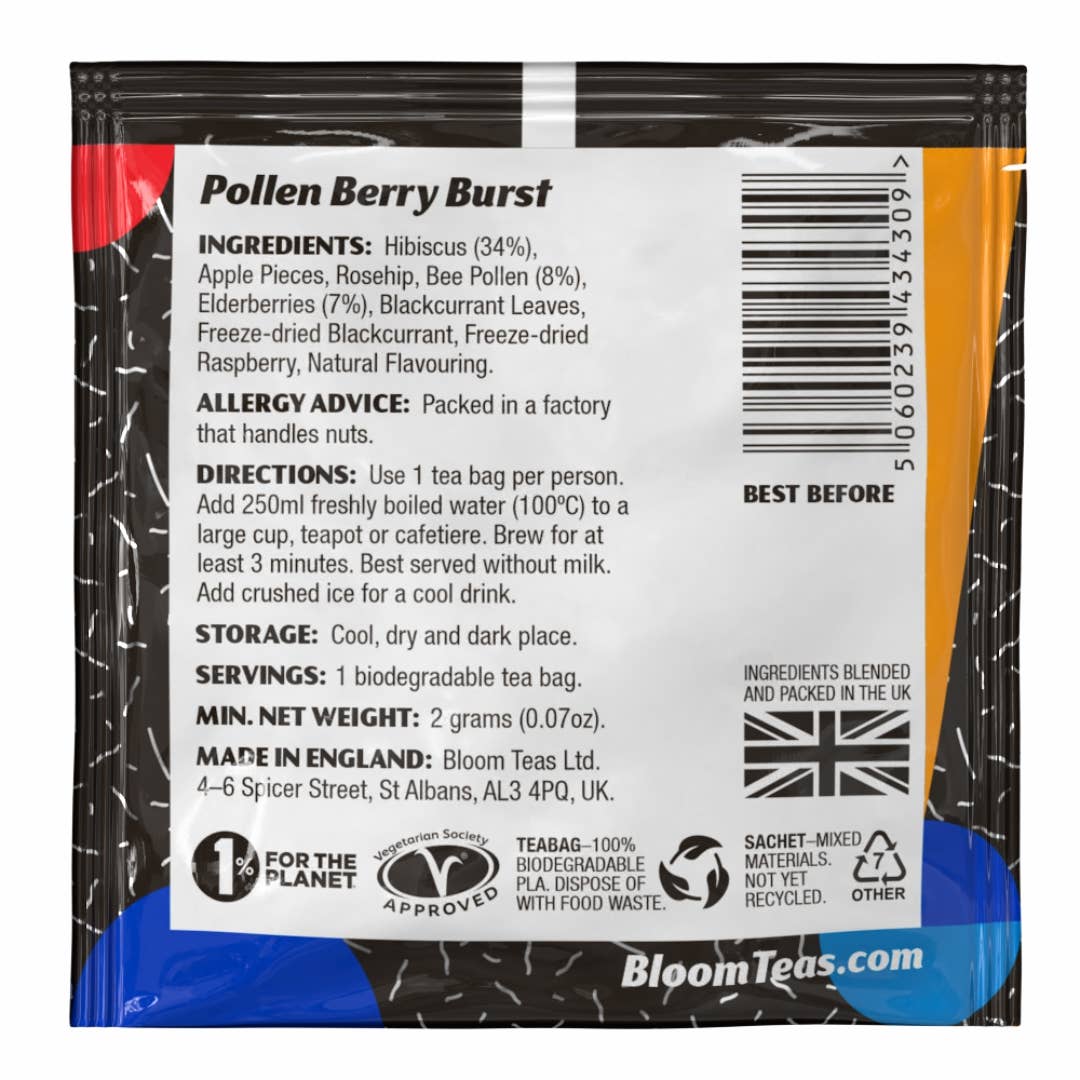 Bloom Teas - Wholesale Tea Bags - Pollen Berry Burst Tea  (1 Tea Bag Sachet)1