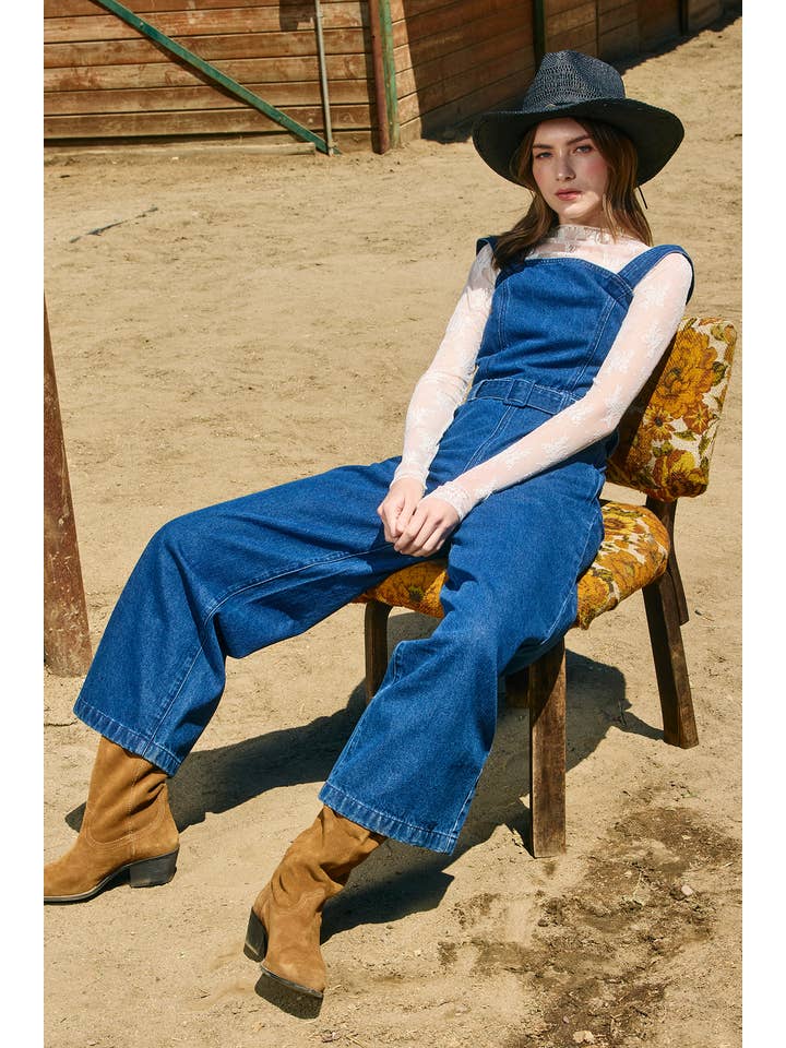 Denim Wide Fit Jumpsuit - RJP1010 for wholesale on Faire7