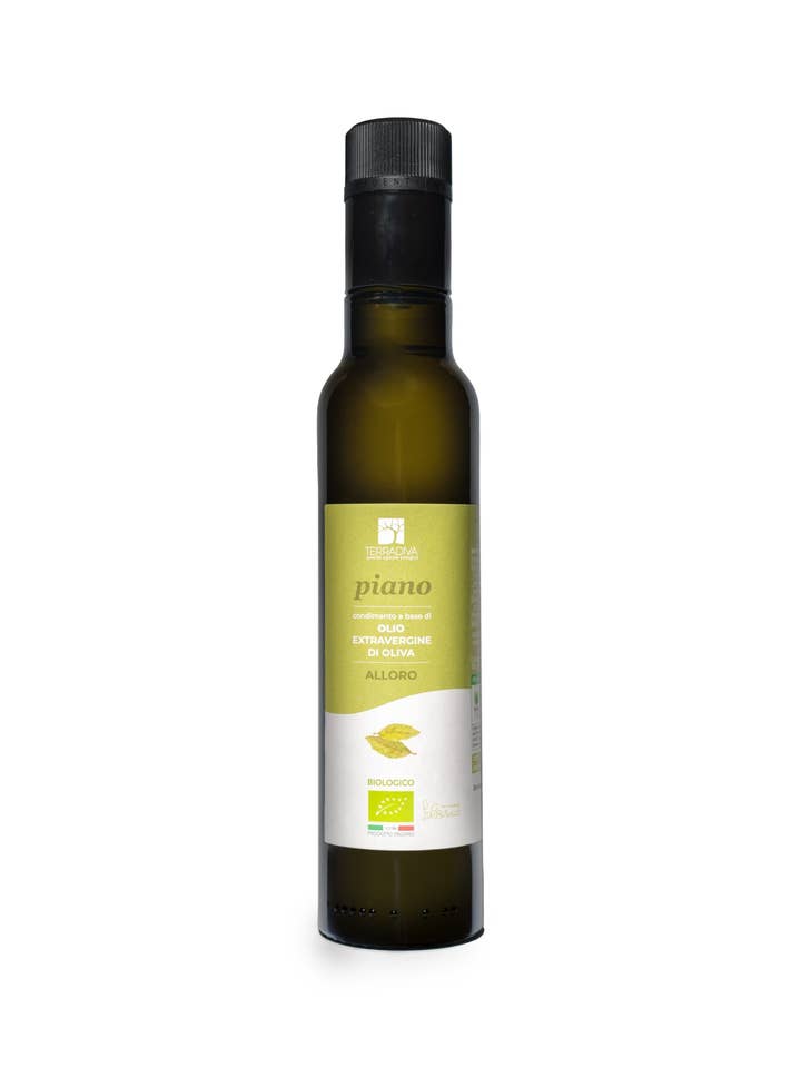 PIANO - organic extra virgin olive oil with bay leaf - dressing for wholesale by Terradiva Azienda Agricola Biologica