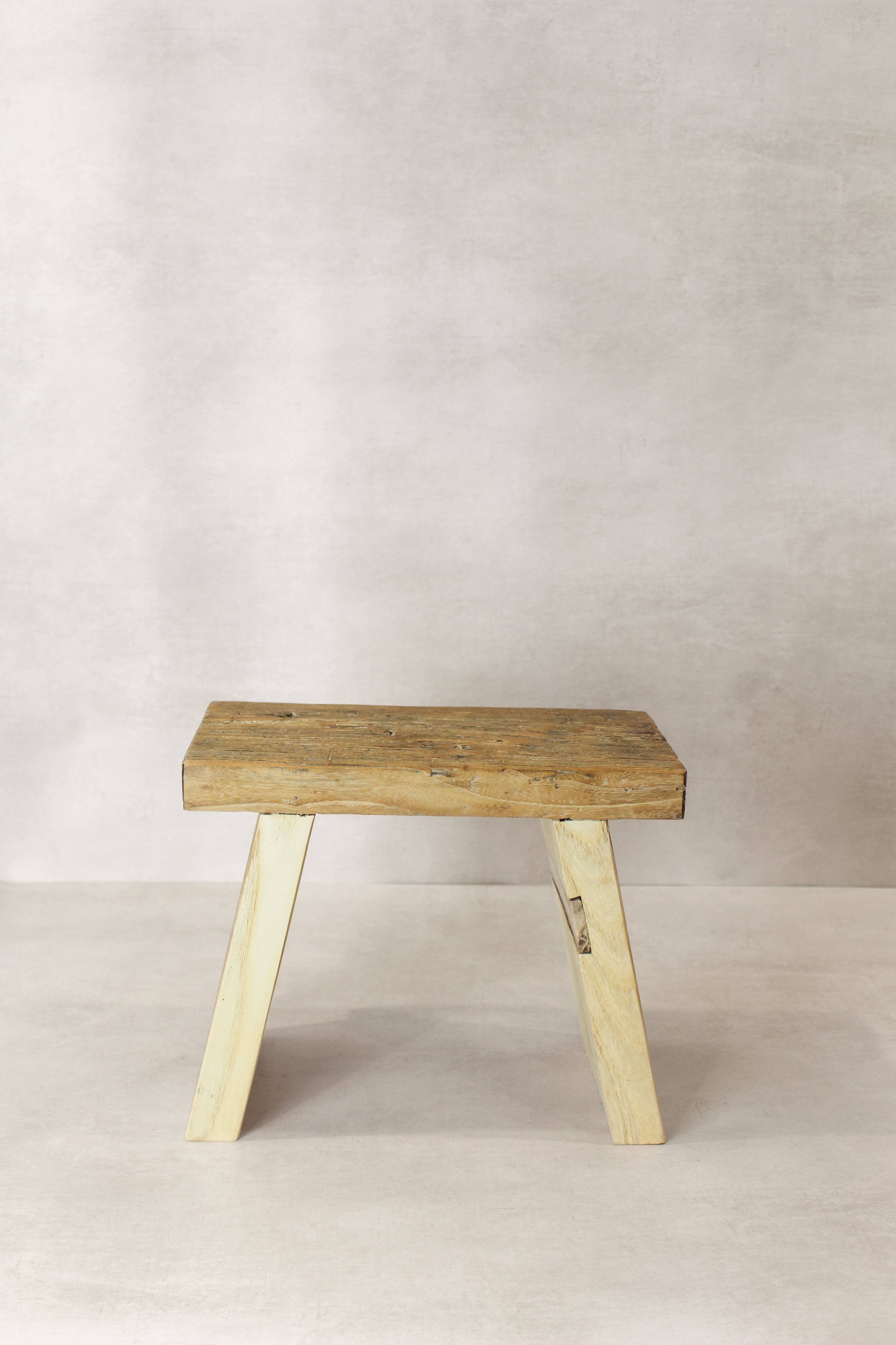 Botanical Boys – wholesale Stool – Vintage Rustic Square Elm Wood Stool - Small - No 112